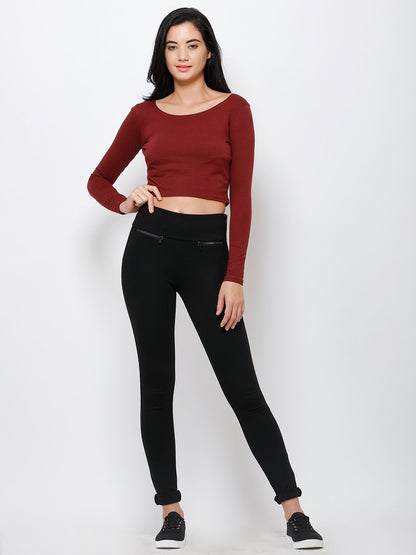 Maroon solid crop top