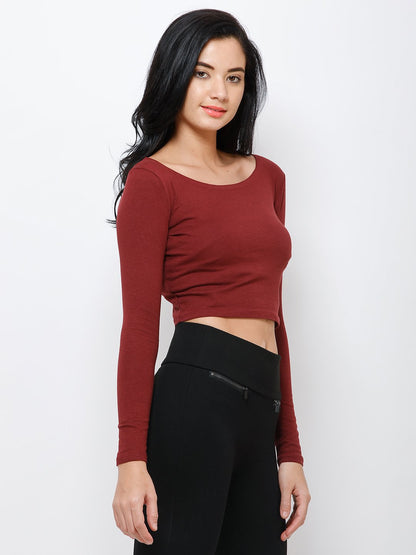 Maroon solid crop top