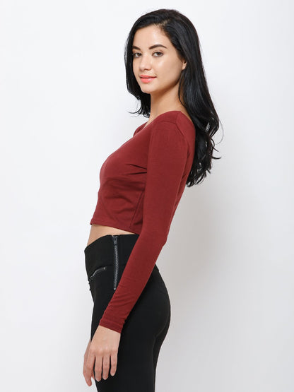 Maroon solid crop top