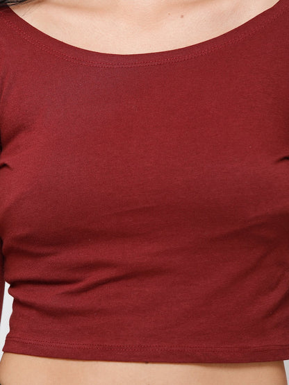 Maroon solid crop top