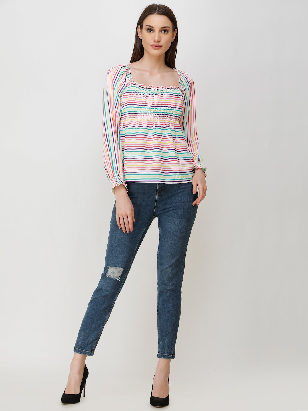 White Striped Top