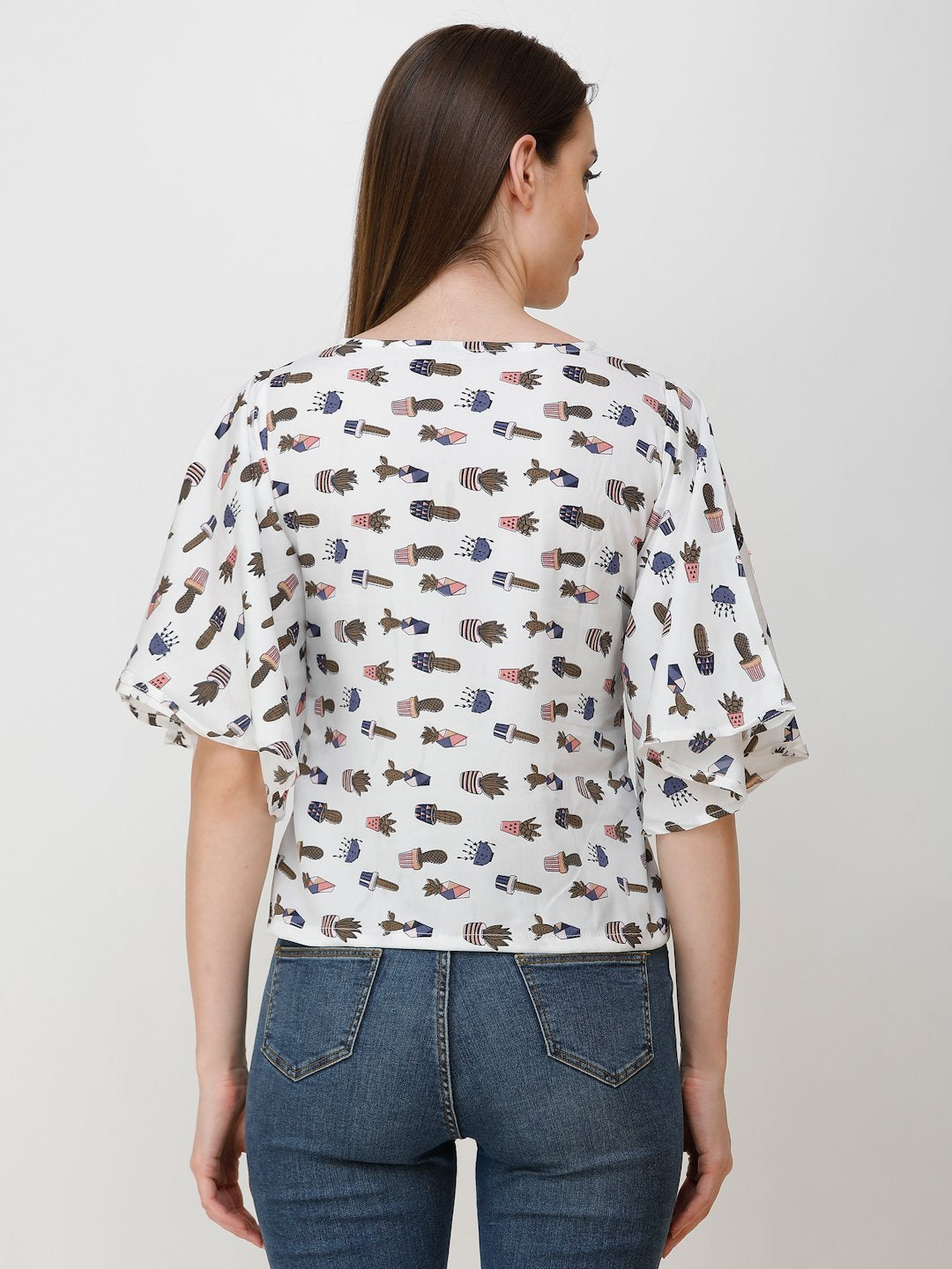 White Printed Top