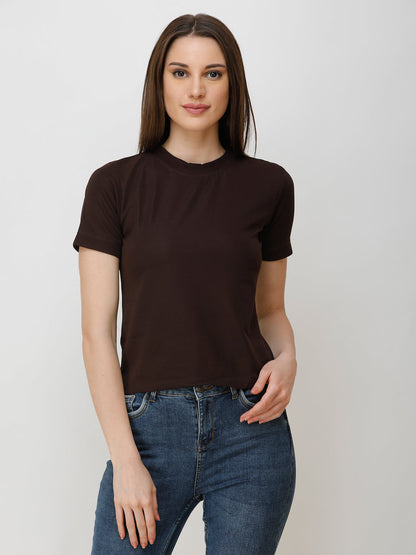 SCORPIUS Women Brown Solid Top