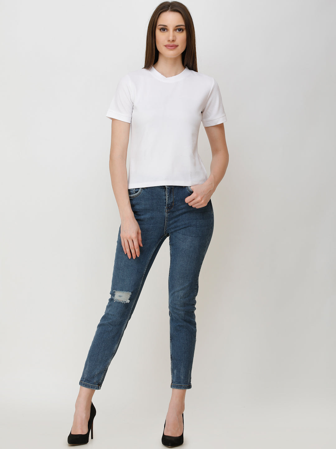 SCORPIUS Women White Solid Top