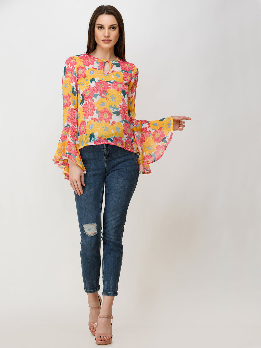 SCORPIUS Women Yellow Printed Top
