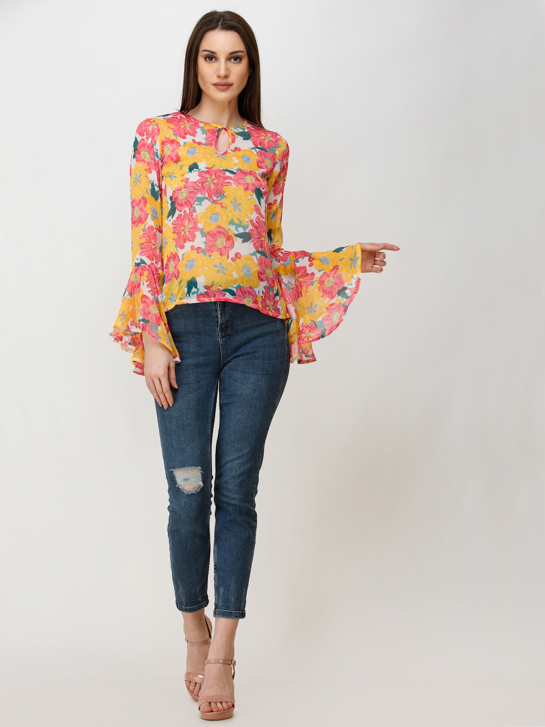 SCORPIUS Women Yellow Printed Top