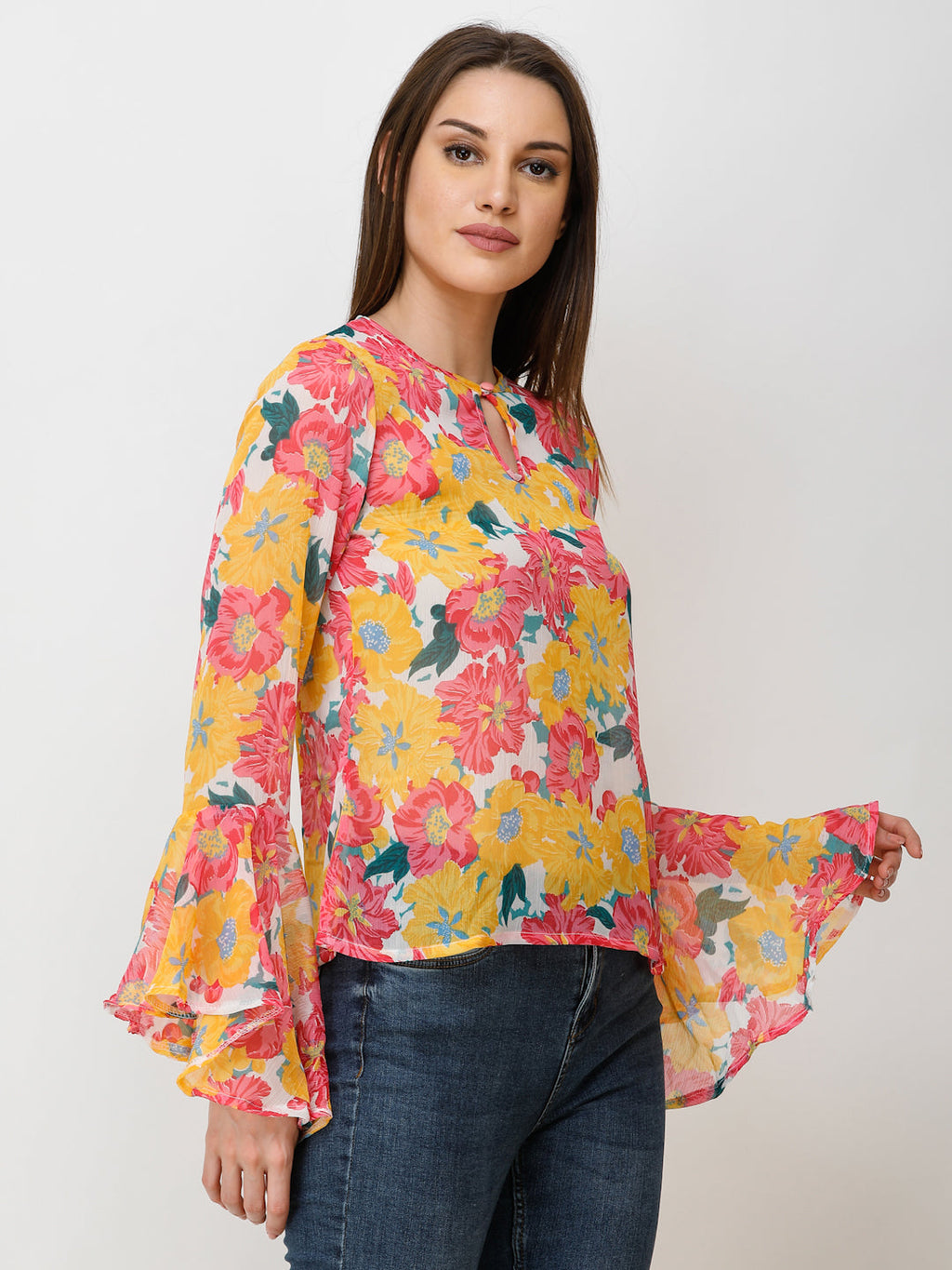 SCORPIUS Women Yellow Printed Top