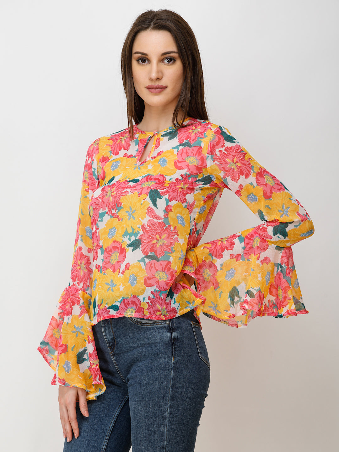 SCORPIUS Women Yellow Printed Top