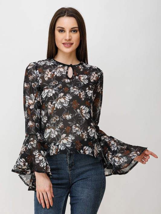 Black Printed Top