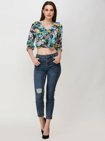 SCORPIUS Women Multicoloured Floral Printed Top