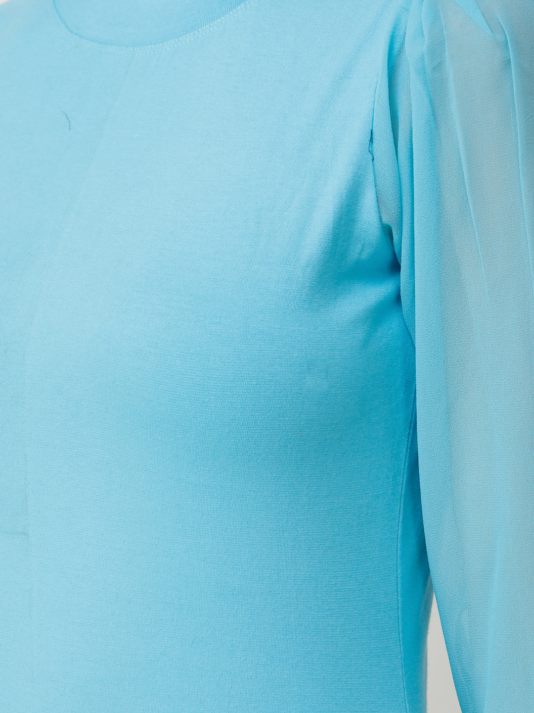 SCORPIUS Women Blue Solid High Neck Top