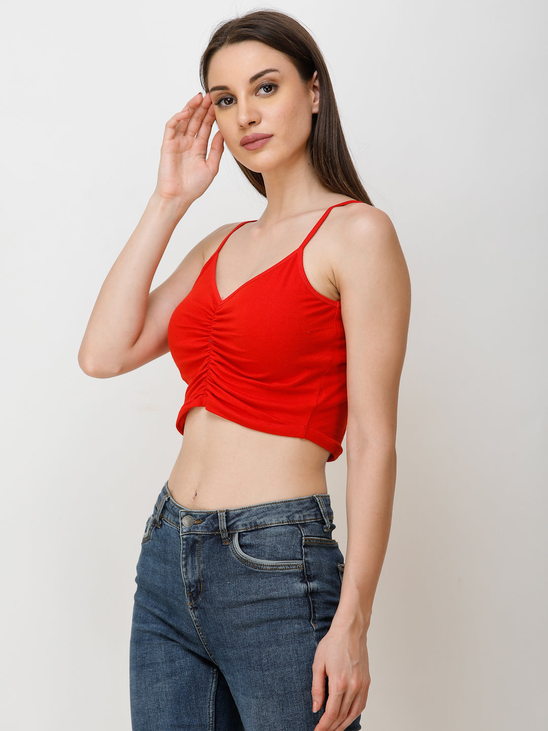 SCORPIUS Women Red Solid Crop Top