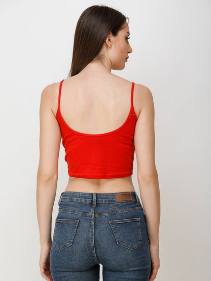 SCORPIUS Women Red Solid Crop Top