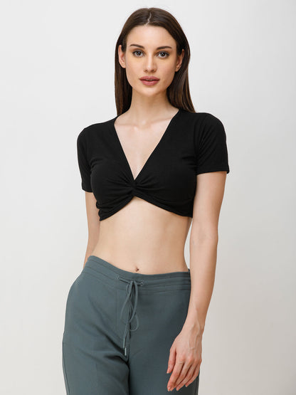 SCORPIUS Women Black Solid Bralette Top