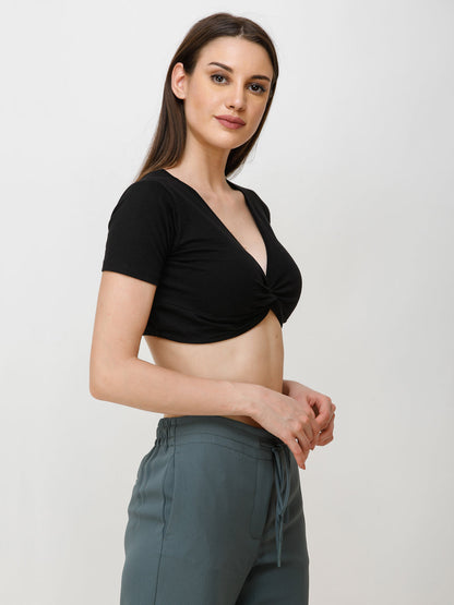 SCORPIUS Women Black Solid Bralette Top