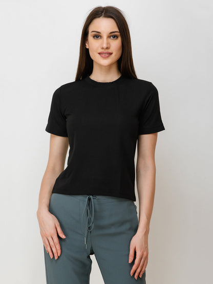 SCORPIUS Women Black Solid Top