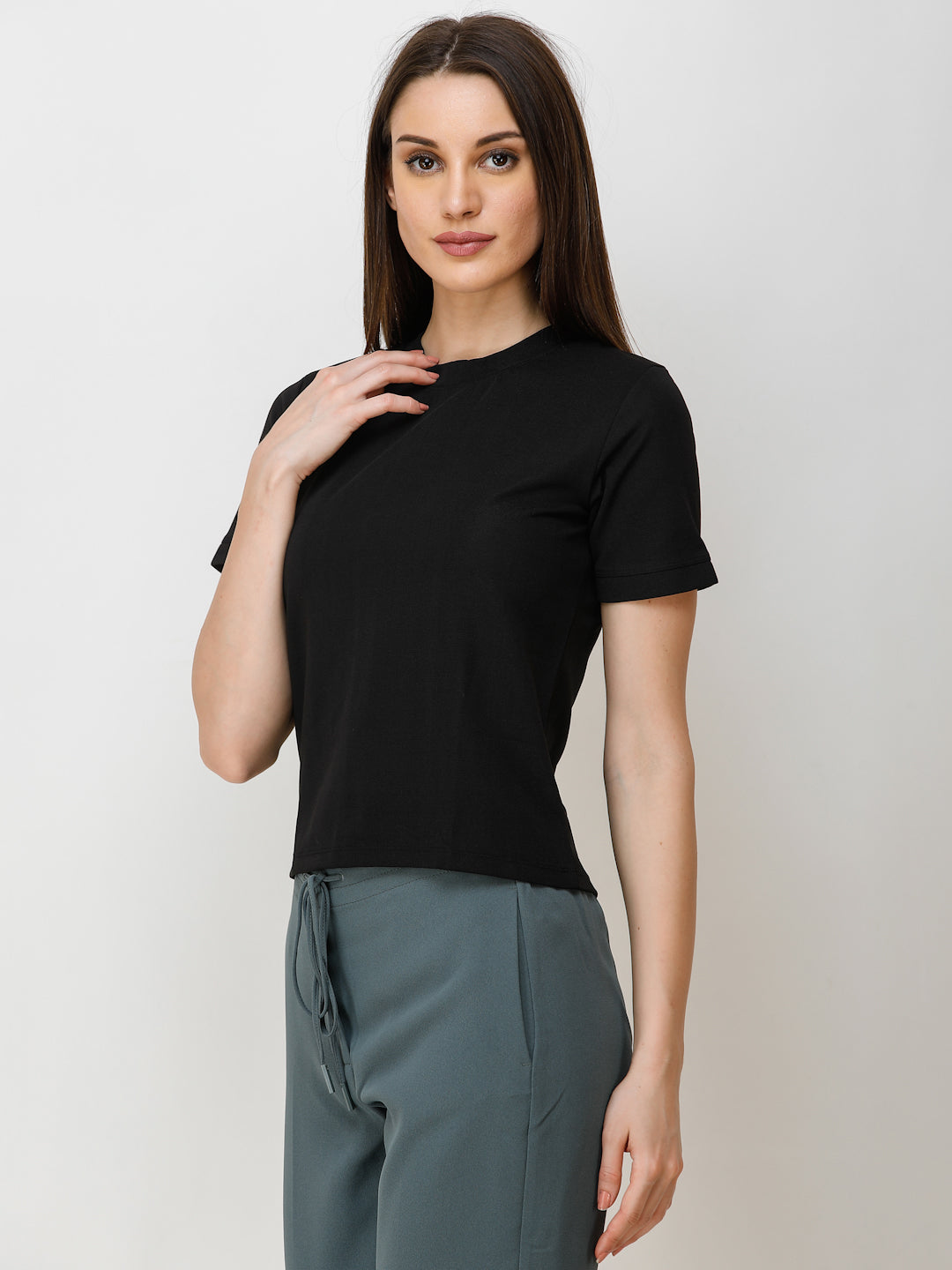 SCORPIUS Women Black Solid Top