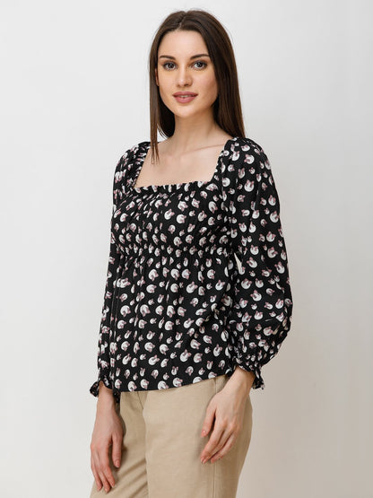 Black Printed Top