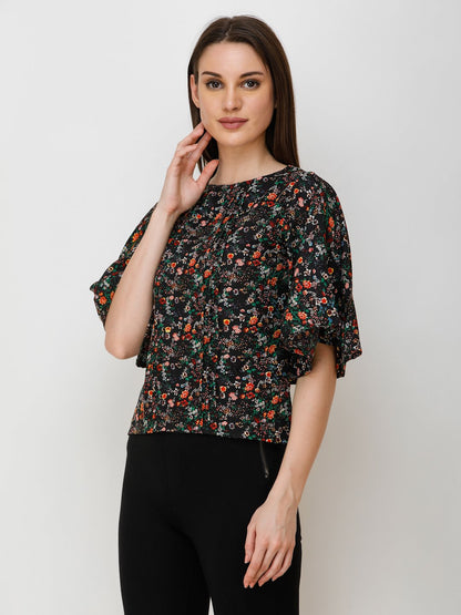 Black Printed Top