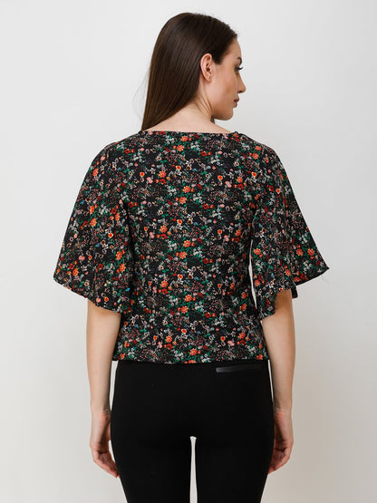 Black Printed Top