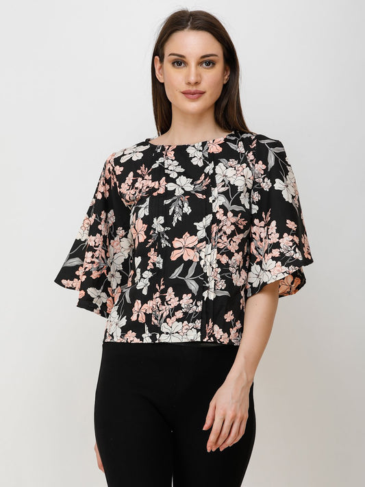 Black Printed Top