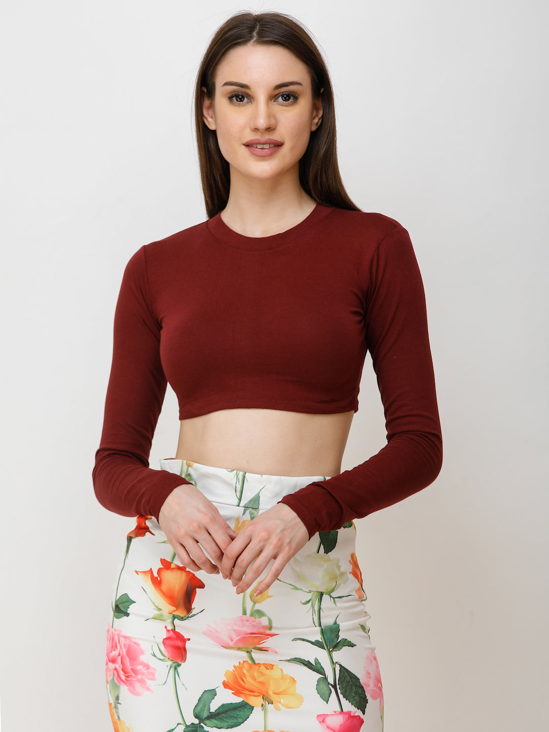 SCORPIUS Women Maroon Solid Fitted Top