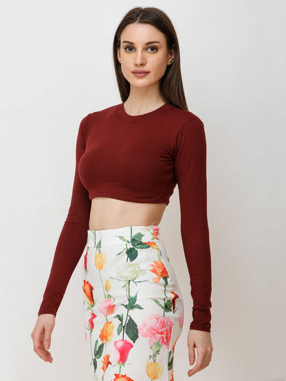 SCORPIUS Women Maroon Solid Fitted Top