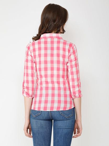 Checkered White & Pink Shirt