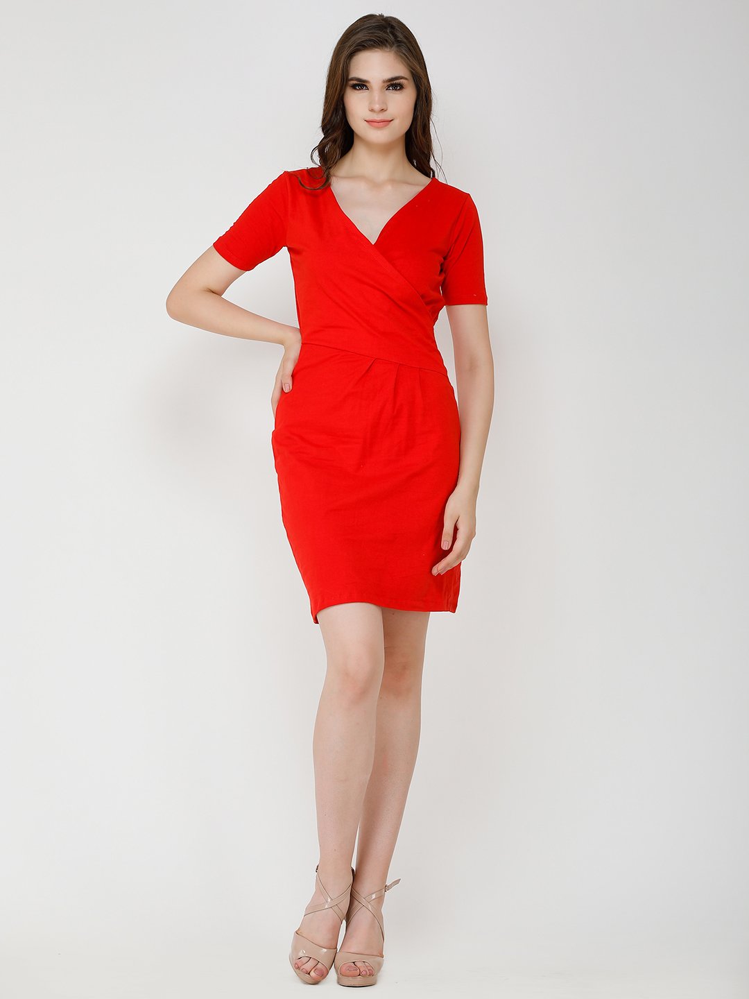 Red wrap dress