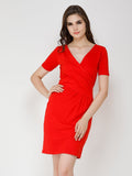 Red wrap dress