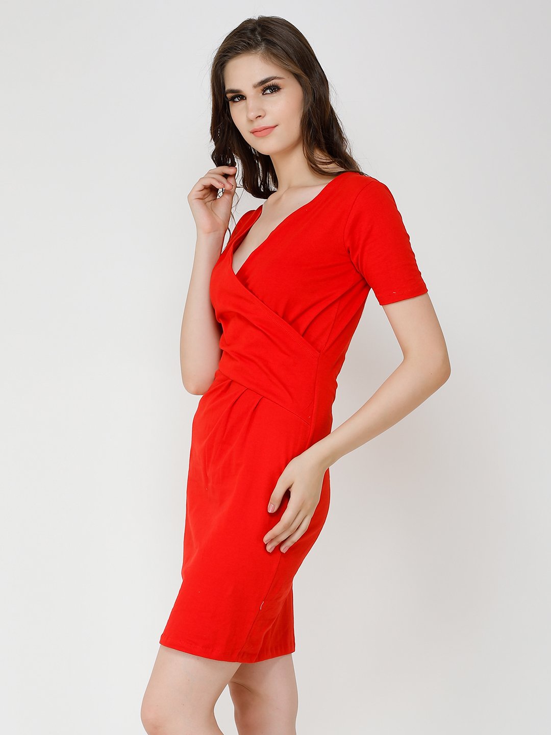 Red wrap dress