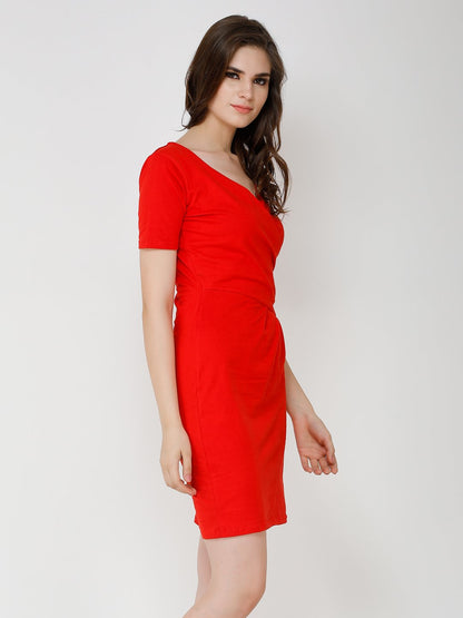 Red wrap dress