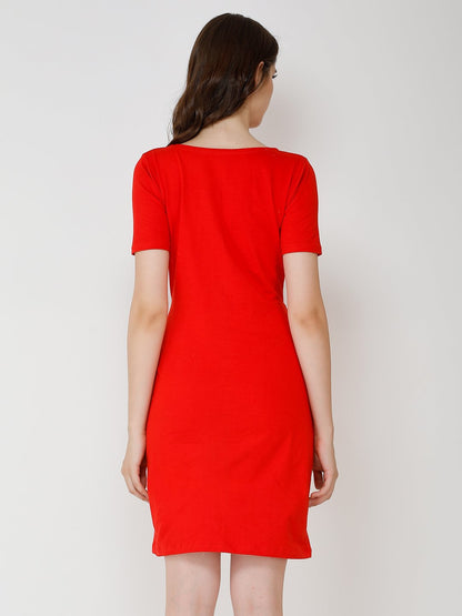 Red wrap dress