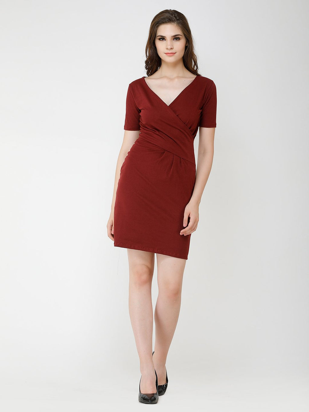 Maroon wrap dress