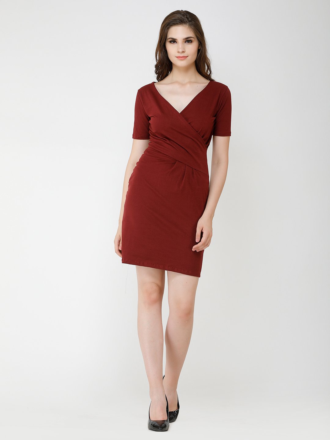 Maroon wrap dress