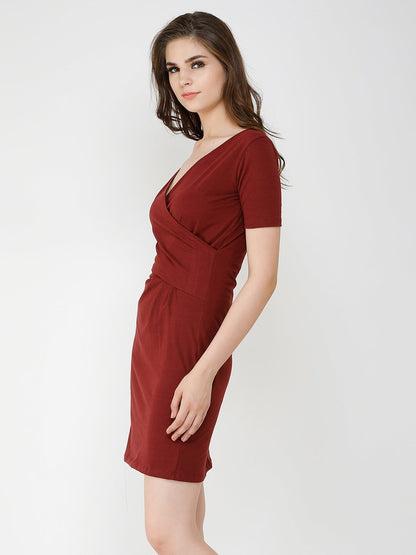 Maroon wrap dress