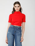 Red Highneck Top- Solid