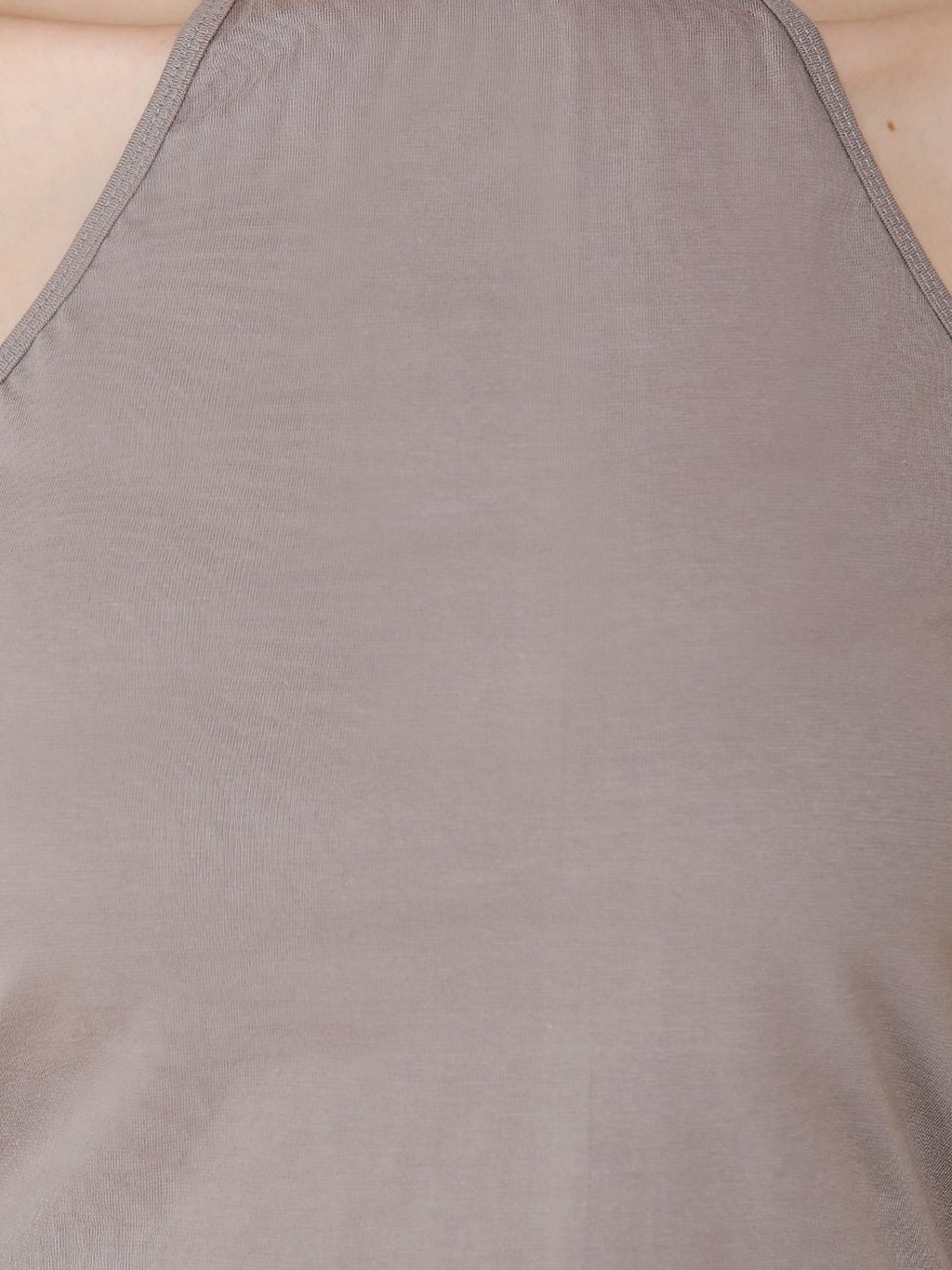 Beige Solid Crop Top
