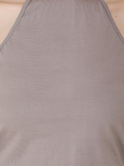 Beige Solid Crop Top