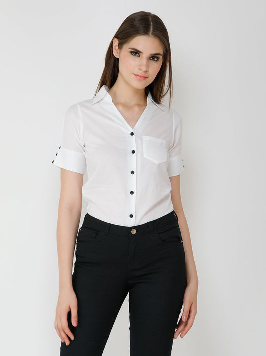 White Shirt with Black buttons
