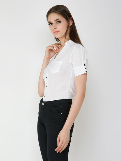 White Shirt with Black buttons