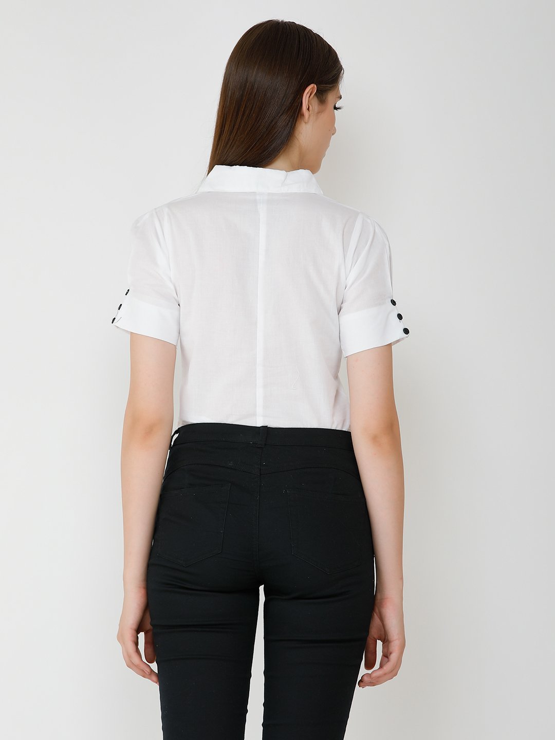 White Shirt with Black buttons