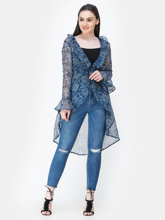 Blue Printed Shrug