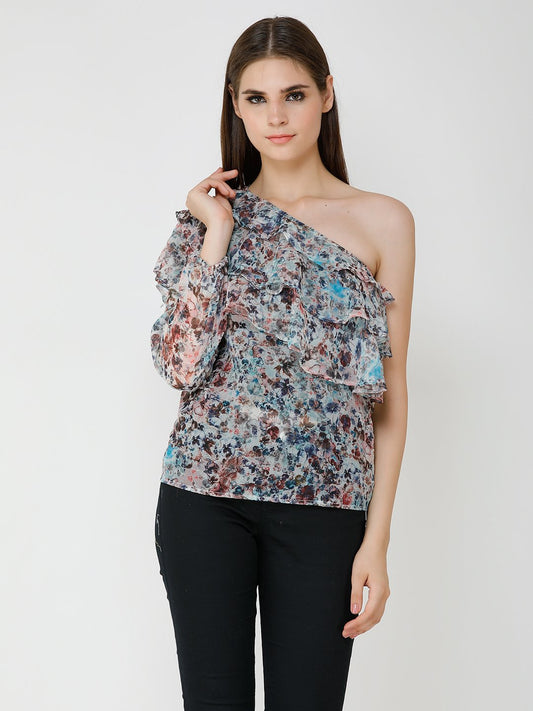 Blue Printed Top