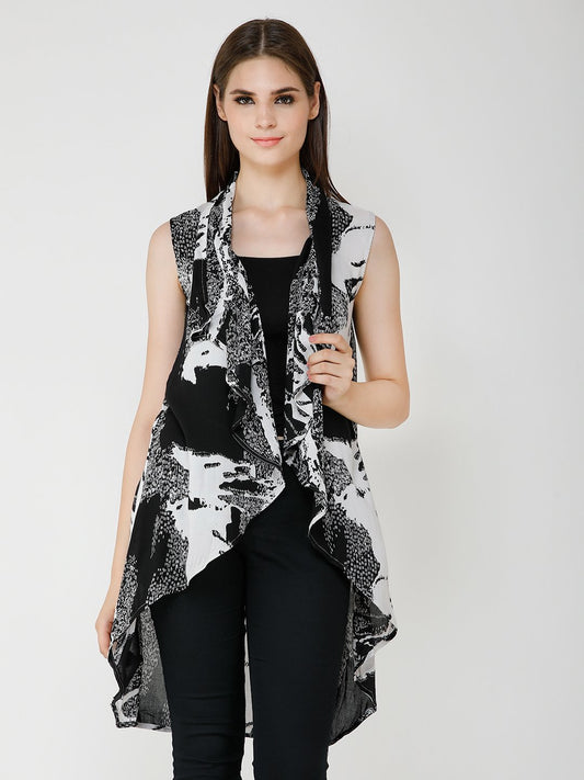 Black and White Printed Shrug