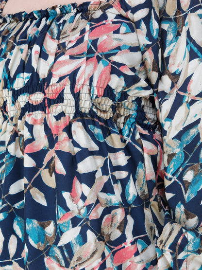 Navy Blue Printed Top