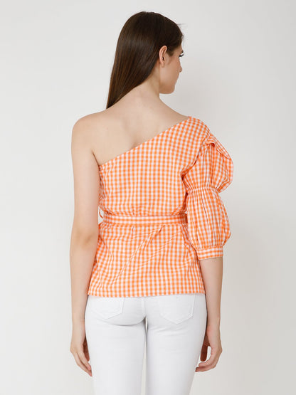 Orange Checkered Top
