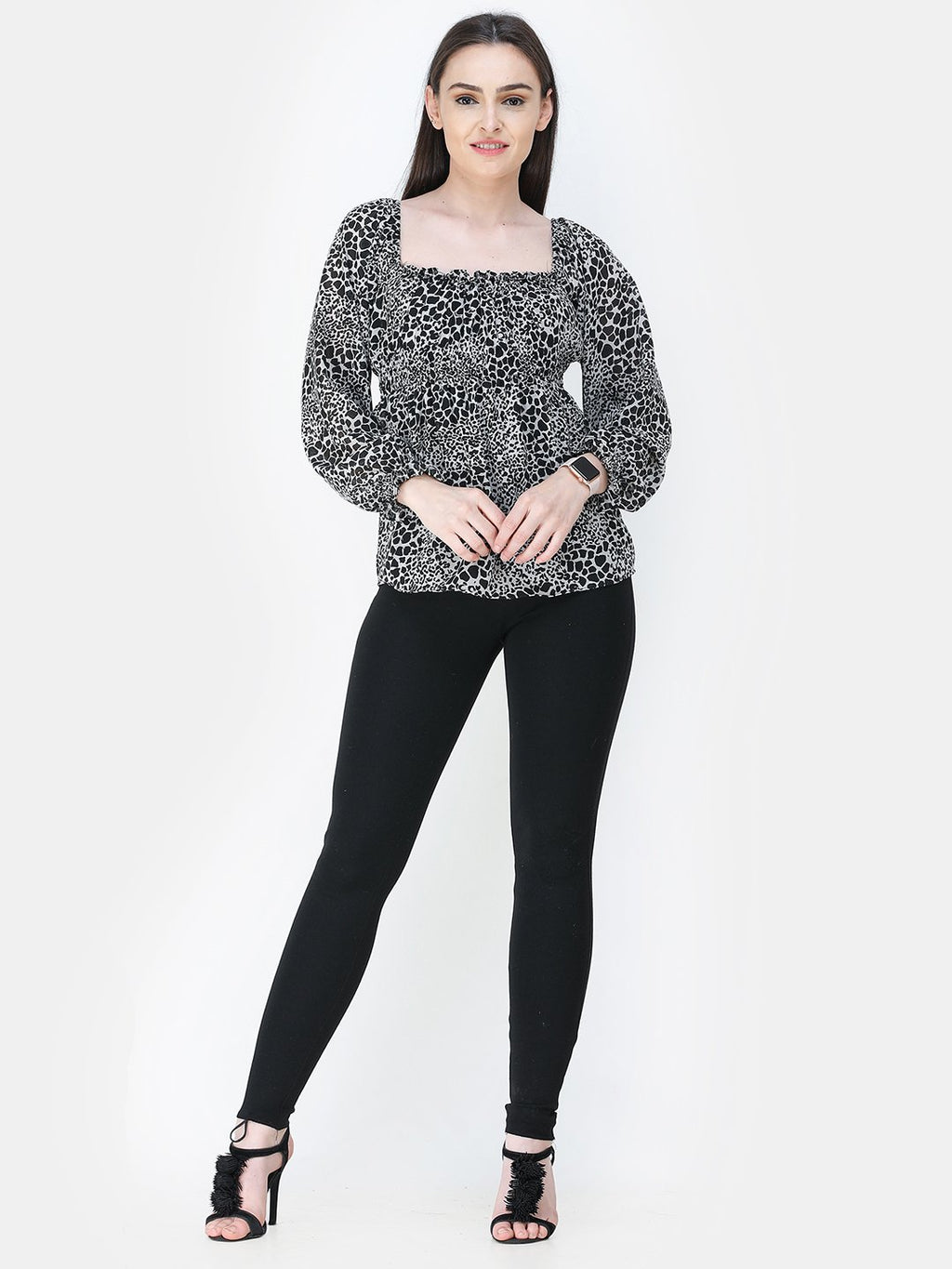 Black Printed Top