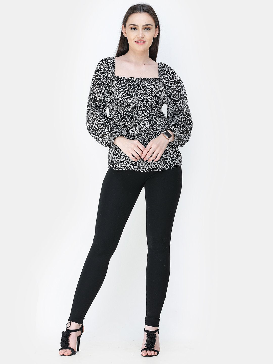 Black Printed Top