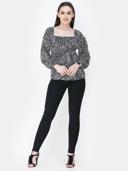 Black Printed Top